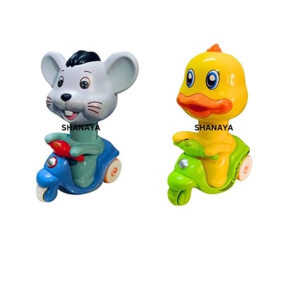SHANAYA Unbreakable Press and Go Toys Pull Back for Infants Toddlers Kids Babies Girls Boys (Combo Duck & Mouse 2 Pieces)