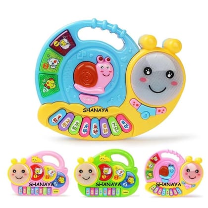 SHANAYA Musical Caterpillar Piano Toy for Kids, Babies, Girls, Boys with Sounds, Nursery Rhymes, Music, Sound Effects & Light (Random Color)