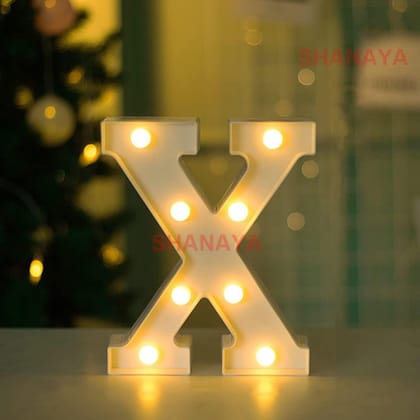 Shanaya Alphabet LED Letter Lights Number Light Decorative Birthday Wedding Party Home Decor Light Up Plastic English Letters Standing Hanging A-Z for Party Wedding Festival (X)