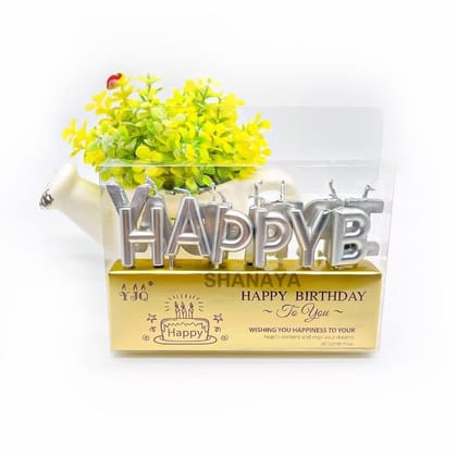 SHANAYA Happy Birthday Letter Candles for Cakes Cup Cakes Birthday Decoration - Silver