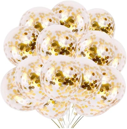 SHANAYA Confetti Balloons For Birthday Theme Party Decoration Items For Girls Boys Adults (Gold Pack Of 5)