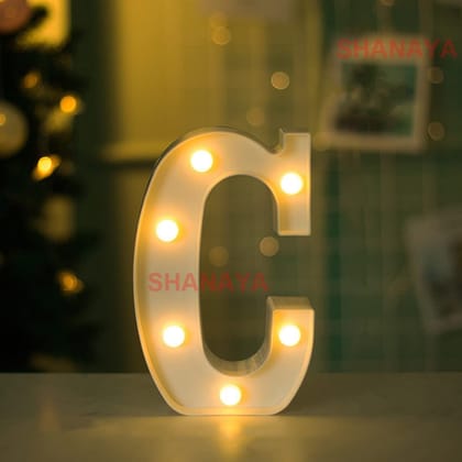 Shanaya Alphabet LED Letter Lights Number Light Decorative Birthday Wedding Party Home Decor Light Up Plastic English Letters Standing Hanging A-Z for Party Wedding Festival (C)