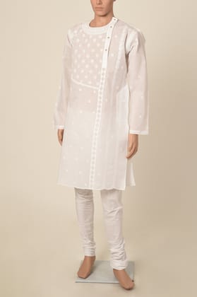 Men's New White Colour Cotton hand Chikankari Kurta