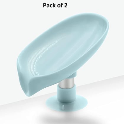 Soap Holder-Leaf Shape Self Draining Soap Holder With Suction Cup(Pack of 2)