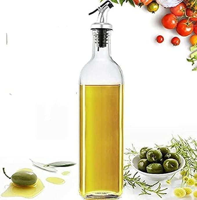 Oil Dispenser Bottle Vinegar Bottle 1000ml Glass Bottle for Cooking Lead for Kitchen pack of 2