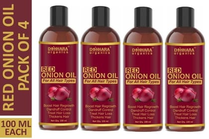 Donnara Organics Red Onion Hair Oil 100 ml (Pack of 4)