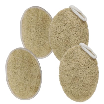 Natural Organic Body Scrubber Loofah for Bathing | Face, Back and Body Scrubber for Men Women (Pack of 4)