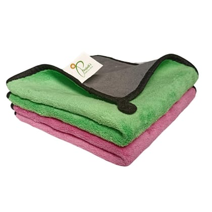 Microfiber Cloth for Car Cleaning (Pack of 2pc, 40x40cm 600GSM Multi-Colour) Double Sided