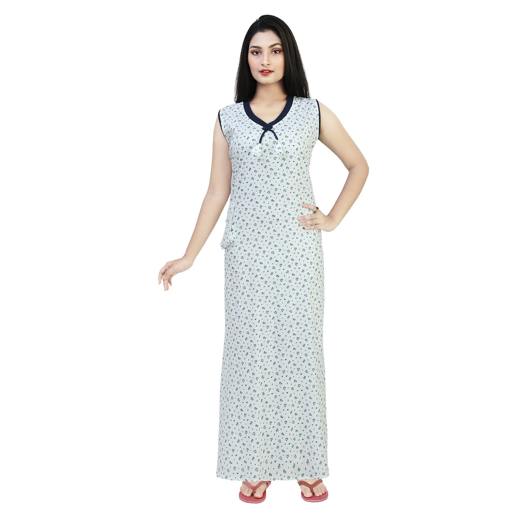 Cotton Sleeveless Nighty Maxi for Women Free Size