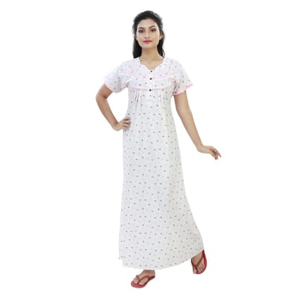 Cotton Multipurpose Nighty Night Dress Gown for Women with Front Buttons Floral Free Size
