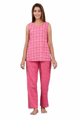 Women's Cotton Sleeveless Top Pyjama Set