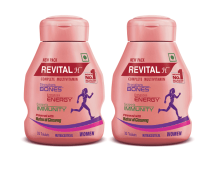 Revital H for Women With Vitamins, Minerals, Calcium, Irons & Ginseng - 30 Tablets (Pack of 2)