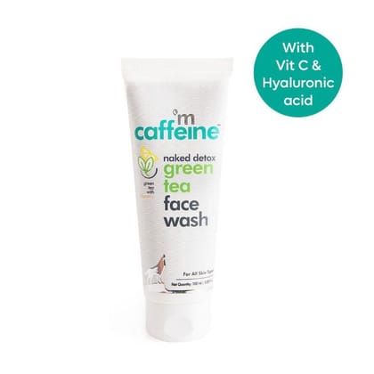 MCaffeine Vitamin C Green Tea Face Wash with Hyaluronic Acid - Dirt Removal Soap Free Face Cleanser (100ml)