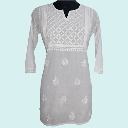 White Pure Cotton chikankari kurti