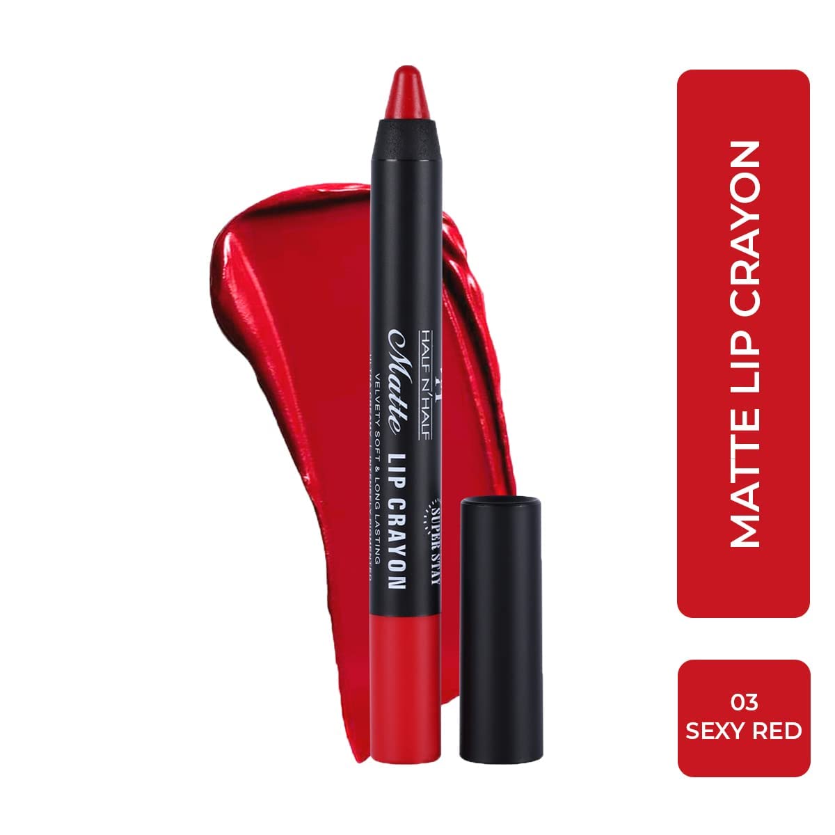 Buy 1 Get 1 Free! Half N Half Matte Lip Crayon Lipstick Upto 24 Hours Superstay Long Lasting Non Transfer lipstick for Women. (Sexy Red -03)