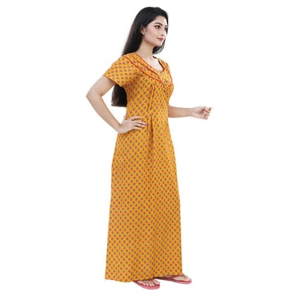 Cotton Maternity Feeding Nighty Night Dress Gown for Women with Feeding Zips Floral Free Size