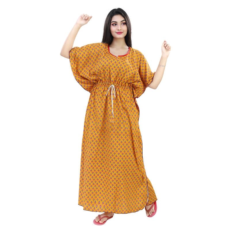 Cotton Kaftan Nighty Night Dresses for Women Floral Free Size