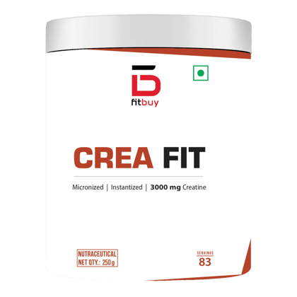 Fitbuy CreaFit - Creatine Monohydrate 250g (Unflavoured) Micronized, Instantized, Tested for Purity, Rapid Absorption, Enhanced Muscle Strength, Muscle Power, Boost Performance, Fuels Muscles, Intense Energy, Support Muscle Mass, 83 Serving