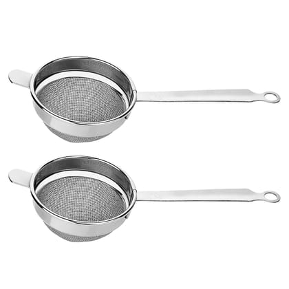 TAJ Stainless Steel Tea Strainer chai Chalni Double Mesh Food Grade Easy to Clean (D3 Pack of 2)