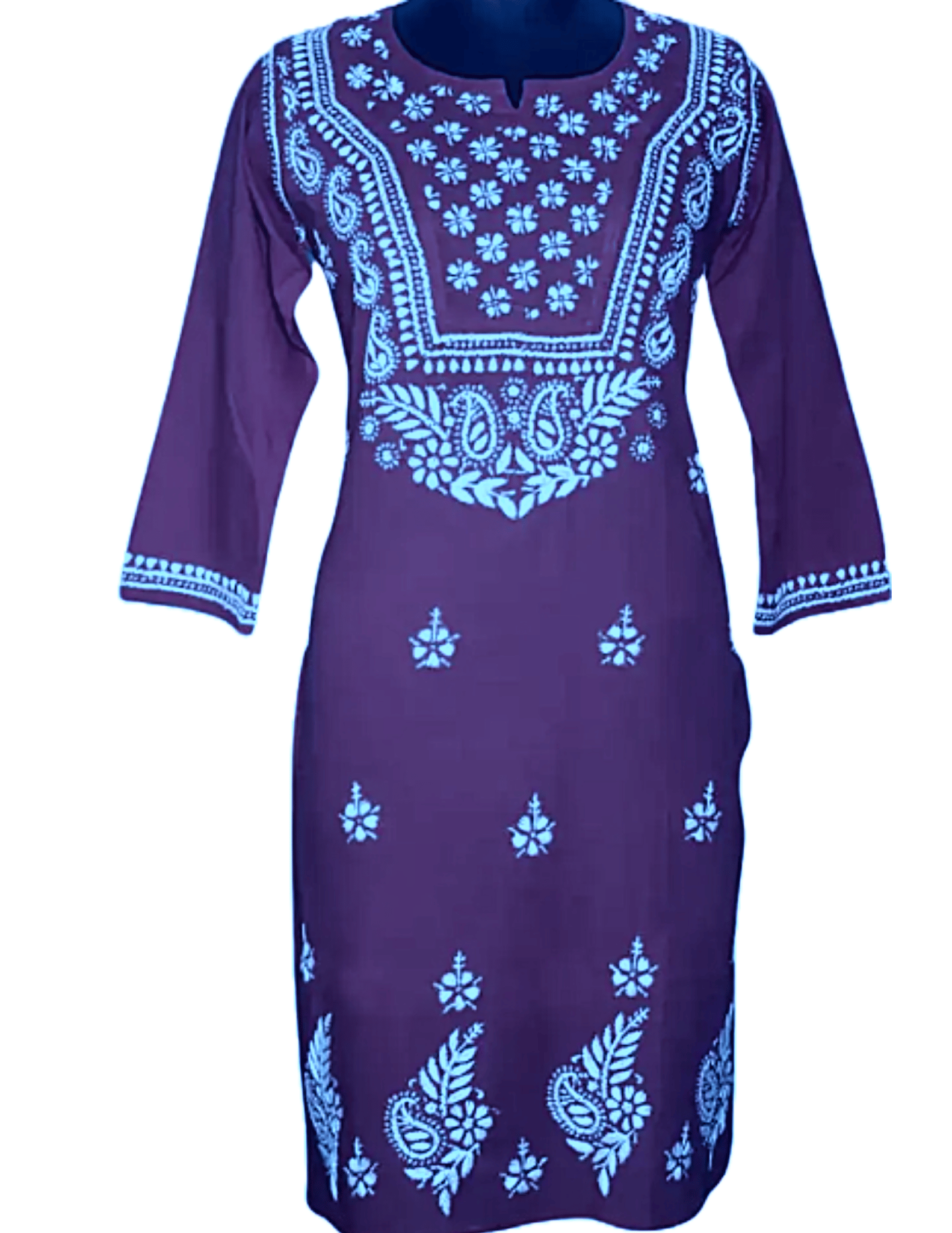 Purple Chikankari Green Georgette Kurti