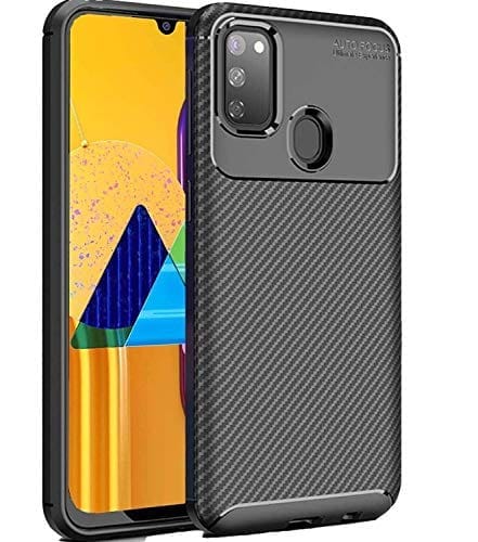 Samsung Galaxy M30s Back Cover Case Rugged Carbon Fiber - Black