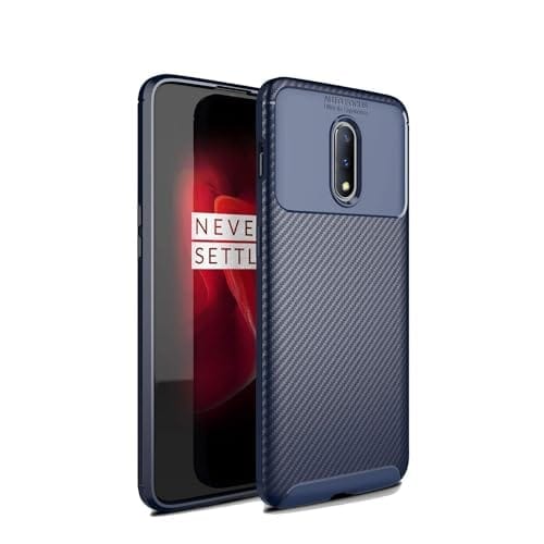 OnePlus 7 Back Cover Case Rugged Carbon Fiber - Blue