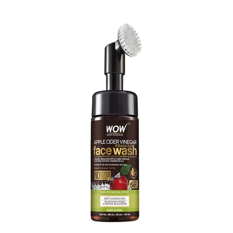 WOW Apple Cider Vinegar Foaming Face Wash With Built In Face Brush (150ml)