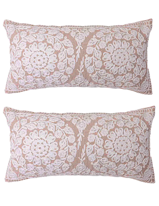 Chikankari Pillow Covers Set of 2, Cotton, Softest Long Staple Luxury Premium Pillowcases (White, Standard- 46 x 67 cm)