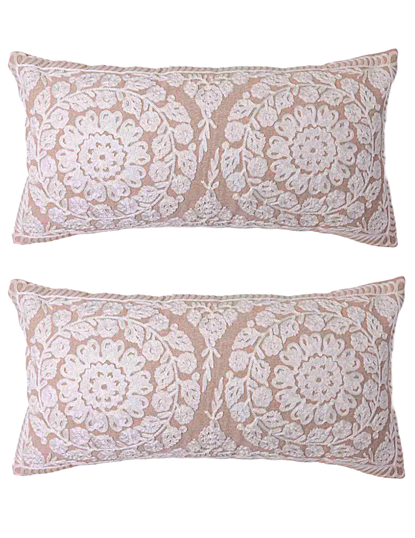 Chikankari Pillow Covers Set of 2, Cotton, Softest Long Staple Luxury Premium Pillowcases (White, Standard- 46 x 67 cm)