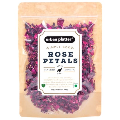 Urban Platter Sun Dried Rose Petals, 100g (100% Edible, Sun-Dried | Gulab Patti | Dried Rose Petals | Use in Tea, Baking, Making Rose Water, Crafting)