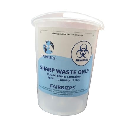 FAIRBIZPS 3L Round Sharps Container - Secure Disposal for Needles, Syringes, and Medical Waste - Durable Design for Hospitals, Clinics & Nursing Home Pac of 1