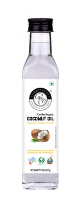 TURRITOPSIS Virgin Coconut Oil Certified Organic Cold Pressed Extracted by Chekku kachi Ghani Wood Pressed Unrefined Pure Natural Cooking Oil 250 ml Pack of 1