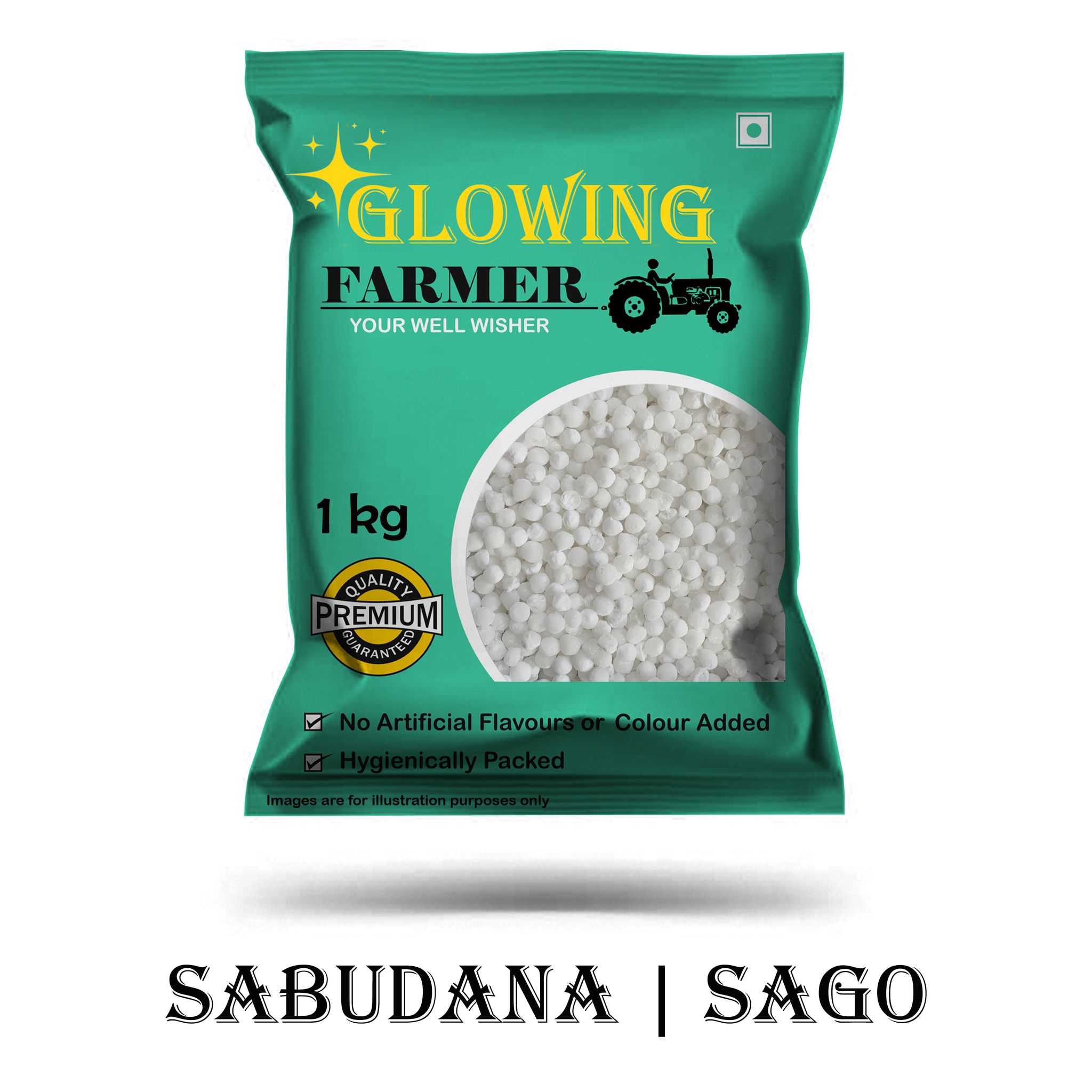 GLOWING FARMER Premium Quality Sabudana 1kg | Saksak | Rabia | Sagu Sago 1000gm