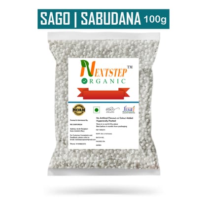 NEXTSTEP ORGANIC Premium Quality Sabudana 100g | Saksak | Rabia | Sagu Sago