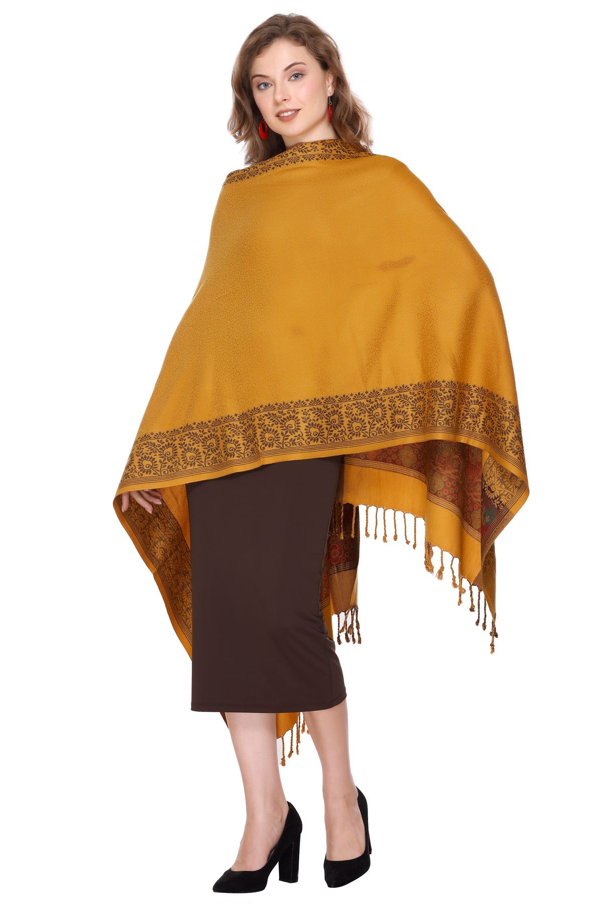 KTI Acrylic/Viscose Stoles for women with a Wool Blend for Winter, measuring 28 x 80 inches Made In India.