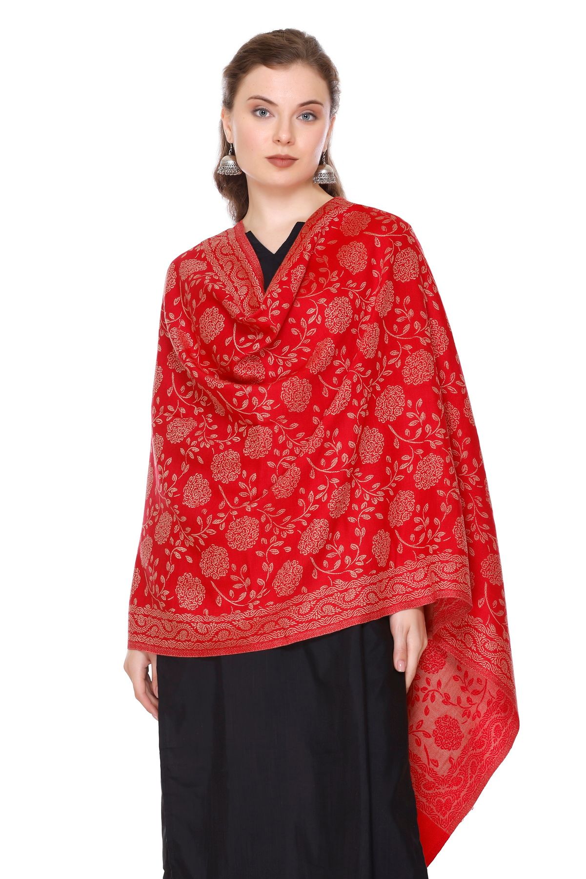 KTI Acrylic/Viscose Stoles for women with a Wool Blend for Winter, measuring 28 x 80 inches Made In India.