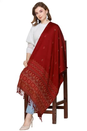 KTI Acrylic/Viscose Stoles for women with a Wool Blend for Winter, measuring 28 x 80 inches Made In India.