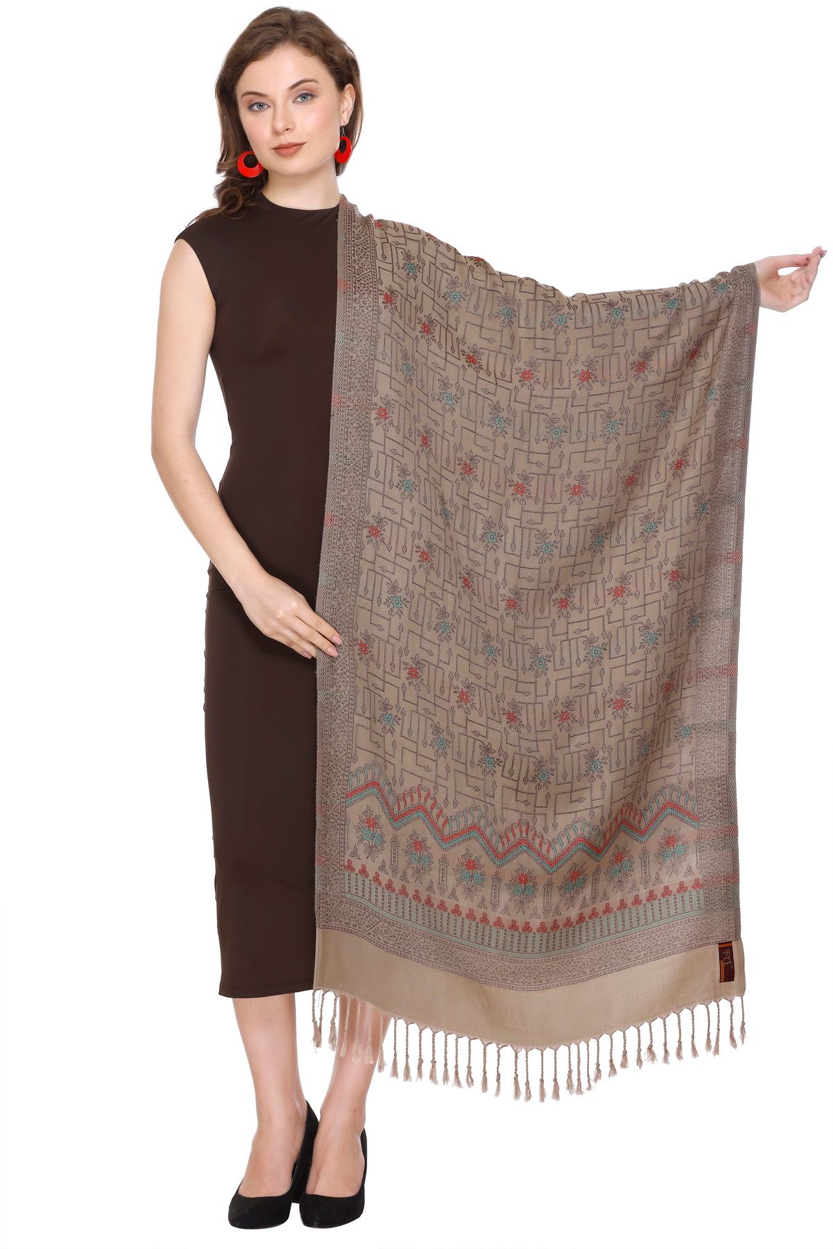 KTI Acrylic/Viscose Stoles for women with a Wool Blend for Winter, measuring 28 x 80 inches Made In India.