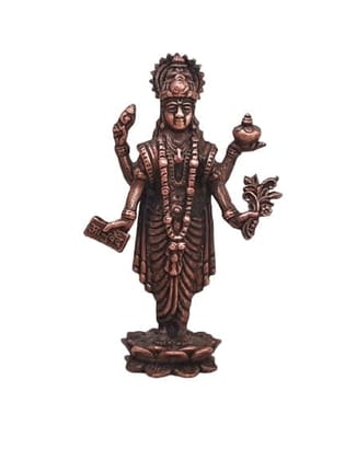 Searchers Paradise - Copper Idols God Dhanvathri , 2.5 inches, Copper Handmade 50 Grams, Patina Antique Finish, Pack of 1 Piece