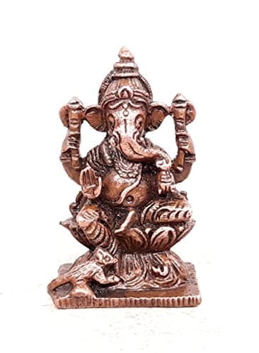 Searchers Paradise - Copper Idols Ganesh ,2 inches, Copper Handmade 85 Grams, Patina Antique Finish, Pack of 1 Piece