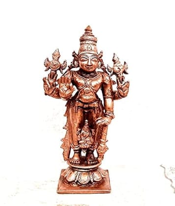 Searchers Paradise - Copper Idols Srinivasa Perumal and Lakshmi ,4 inches, Copper Handmade 250 Grams, Patina Antique Finish, Pack of 1 Piece