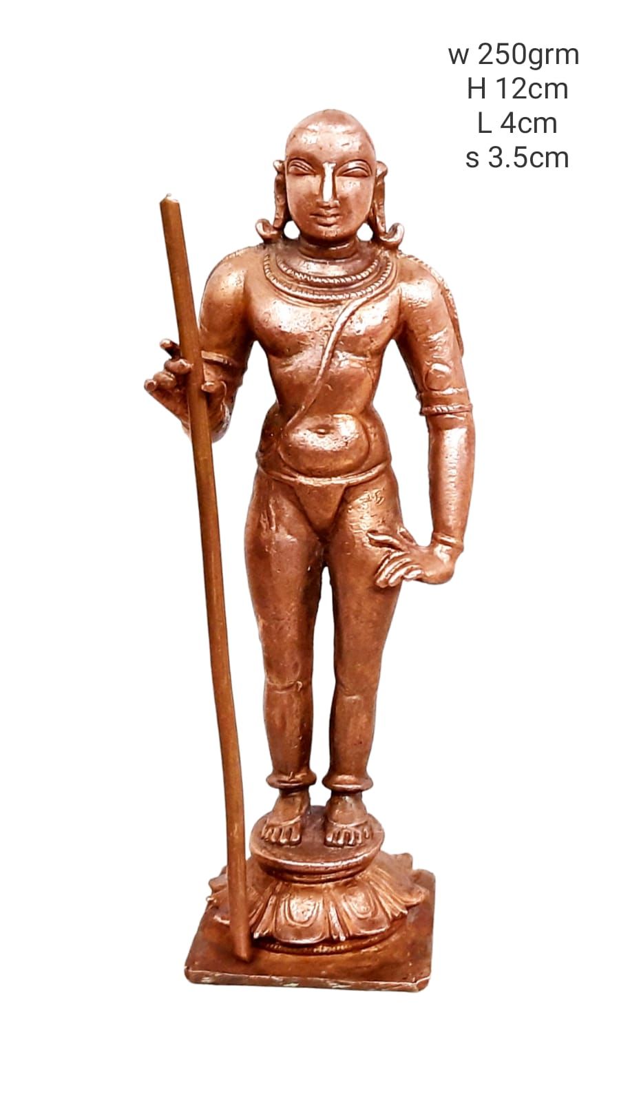 Searchers Paradise - Copper Idols Dhandayuthapani Swamy ,4.7 inches, Copper Handmade 250 Grams, Patina Antique Finish, Pack of 1 Piece