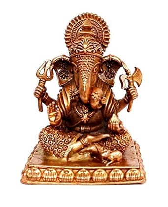 Searchers Paradise - Copper Idols Ganesh ,2 inches, Copper Handmade 130 Grams, Patina Antique Finish, Pack of 1 Piece