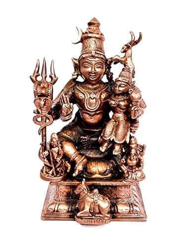 Searchers Paradise - Copper Idols Lord Shiva,Bhoogasakthi with Nandi,5.5 inches, Copper Handmade 420 Grams, Patina Antique Finish, Pack of 1 Piece