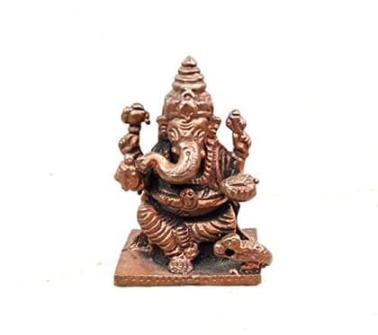 Searchers Paradise - Copper Idols Little  Ganesh,1,4 inches, Copper Handmade 40 Grams, Patina Antique Finish, Pack of 1 Piece