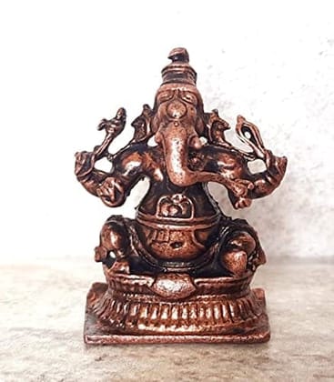 Searchers Paradise - Copper Idols Ganesh ,1.3 inches, Copper Handmade 50 Grams, Patina Antique Finish, Pack of 1 Piece