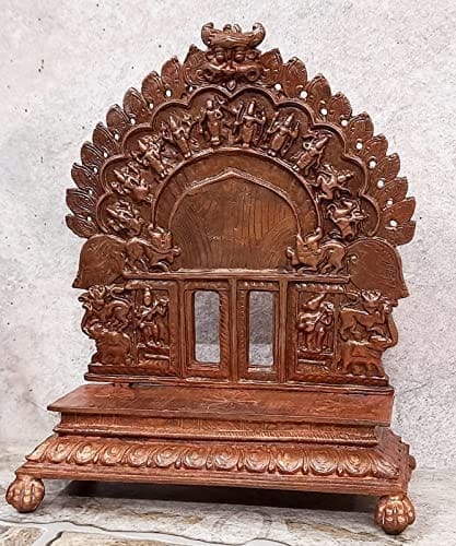 Searchers Paradise - Copper Idols Dasavadhara Prabhavali ,7.2 inches, Copper Handmade 1100 Grams, Patina Antique Finish, Pack of 1 Piece