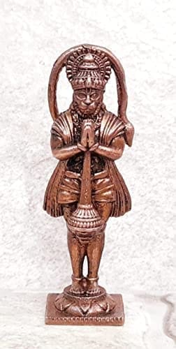 Searchers Paradise - Copper Idols Standing Hanuman,2.6 inches, Copper Handmade 40 Grams, Patina Antique Finish, Pack of 1 Piece