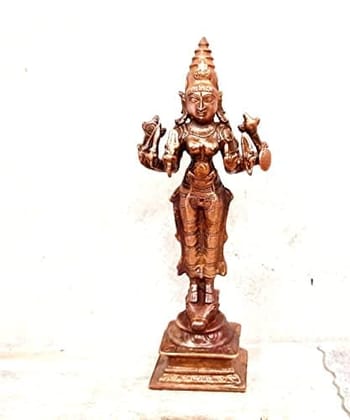 Searchers Paradise - Copper Idols Vishnu Durgai ,5.7 inches, Copper Handmade 330 Grams, Patina Antique Finish, Pack of 1 Piece