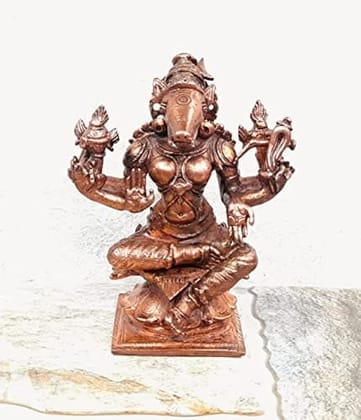 Searchers Paradise - Copper Idols Varahi,3.5 inches, Copper Handmade 455 Grams, Patina Antique Finish, Pack of 1 Piece